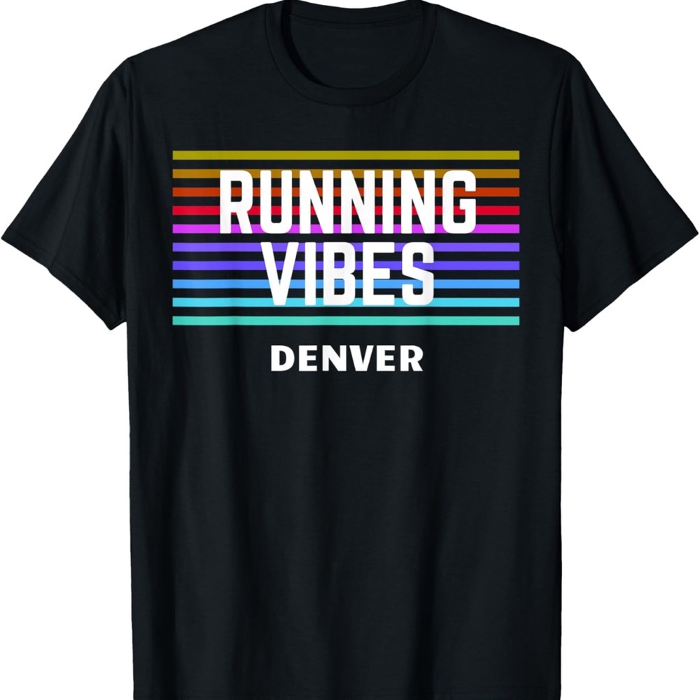 Denver Colorado Running Vibes Unisex Runner Graphic Tee Retro Run Club Shirt - Picture 2 of 5